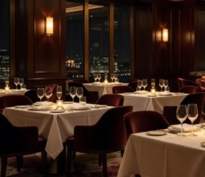 Stoły w blasku świec w eleganckiej restauracji