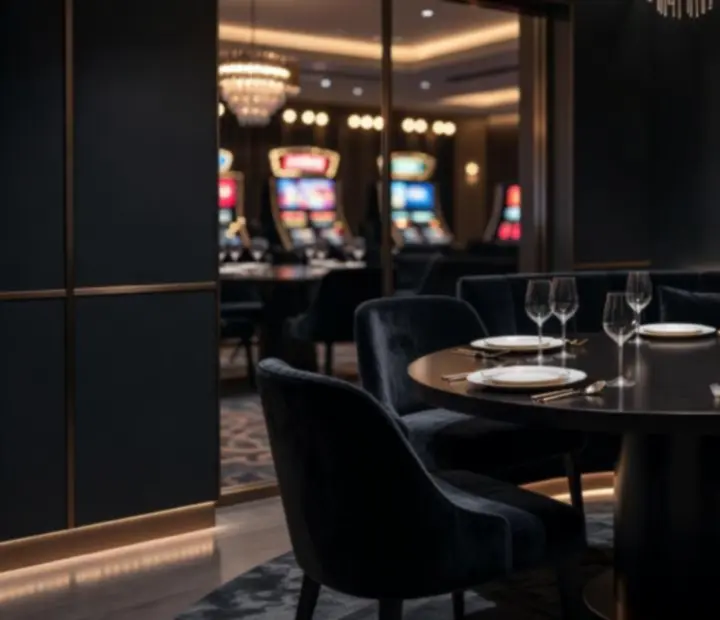 Elegancki prywatny apartament restauracyjny z nakrytym stołem i świecami