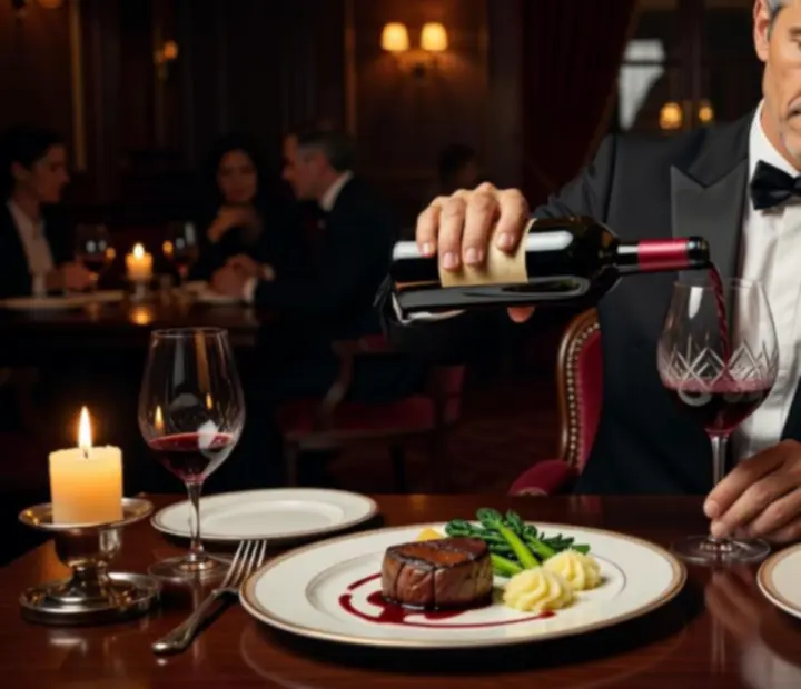 Sommelier dobierający wino do kolacji